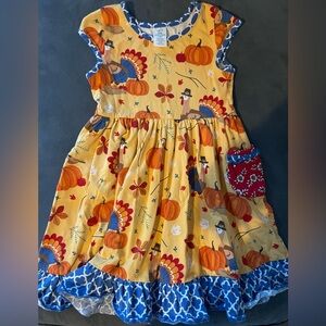 Eleanor Rose Knit Pumpkin & Turkey Dress